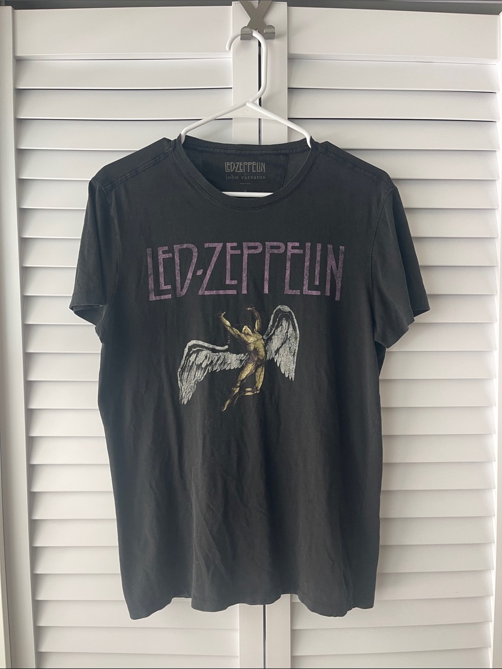 Rare John Varvatos Black Led Zeppelin Graphic Tee with Purple Logo